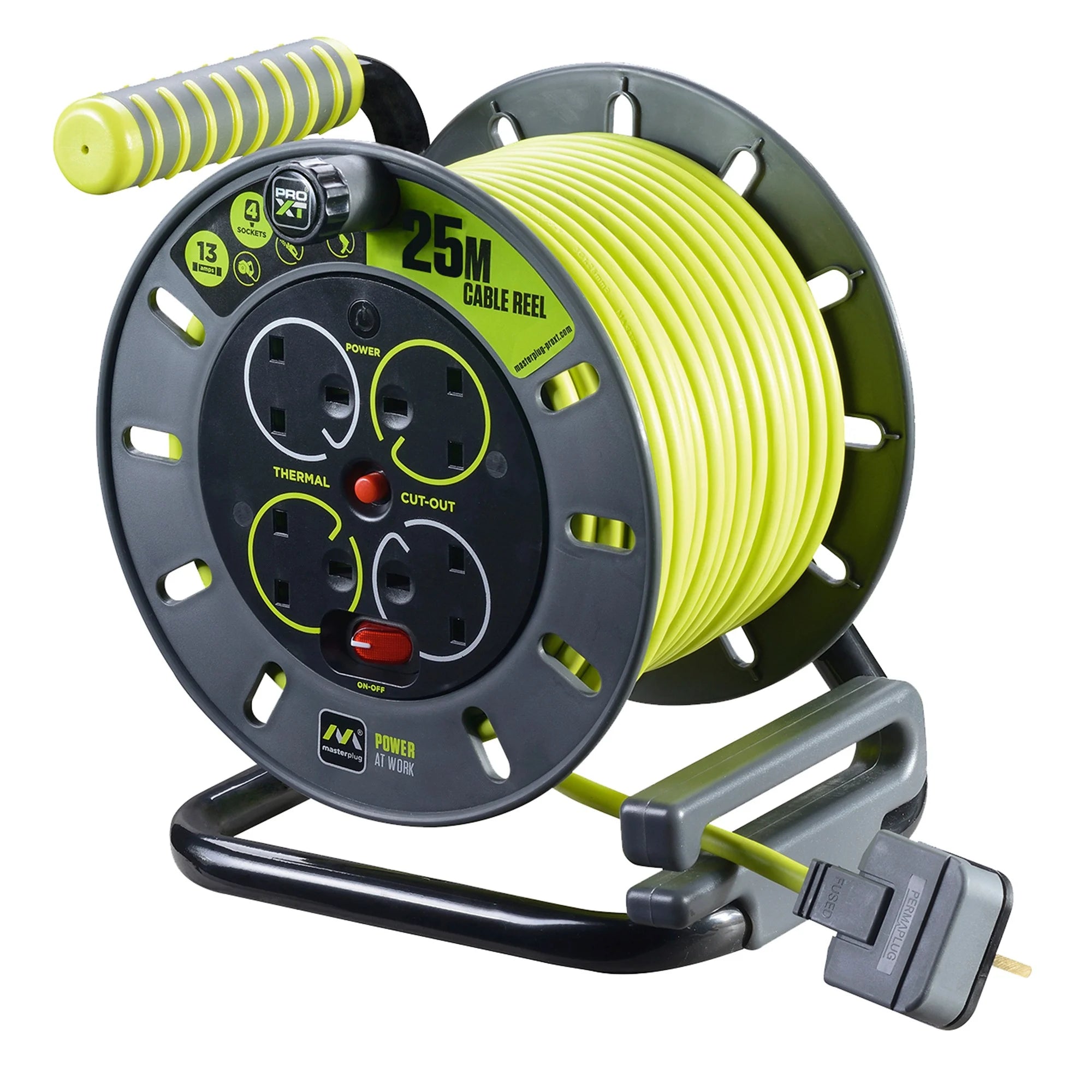 MASTERPLUG PRO-XT Open Cable Reel 25m 13A 4 Socket