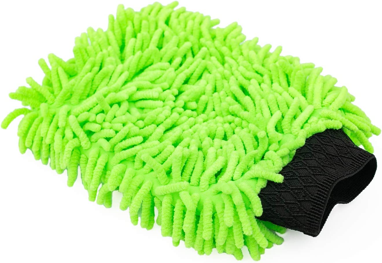 THE RAG COMPANY KNOBBY MICROFIBER CHENILLE WASH MITT - LIME GREEN
